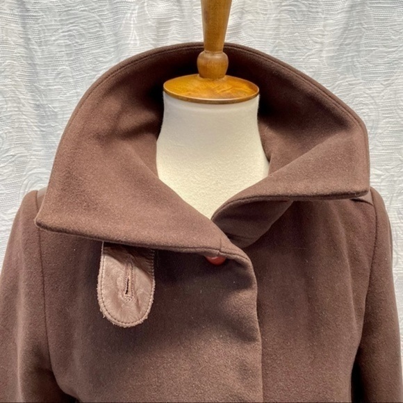 Mackage Wool/Cashmere Long Coat w Leather Trim - Picture 3 of 13